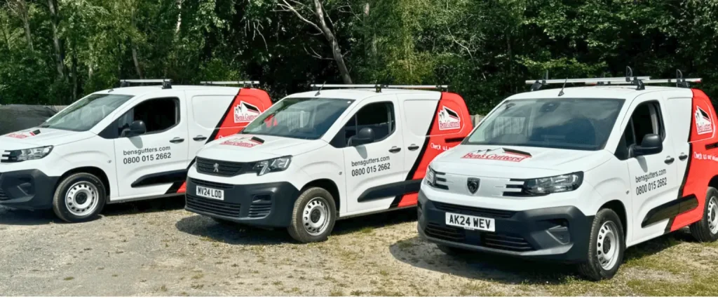 Our fleet of gutter cleaning vans in Long Sutton